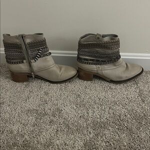 Carlos Santana Gray Ankle Boots with Braided Straps